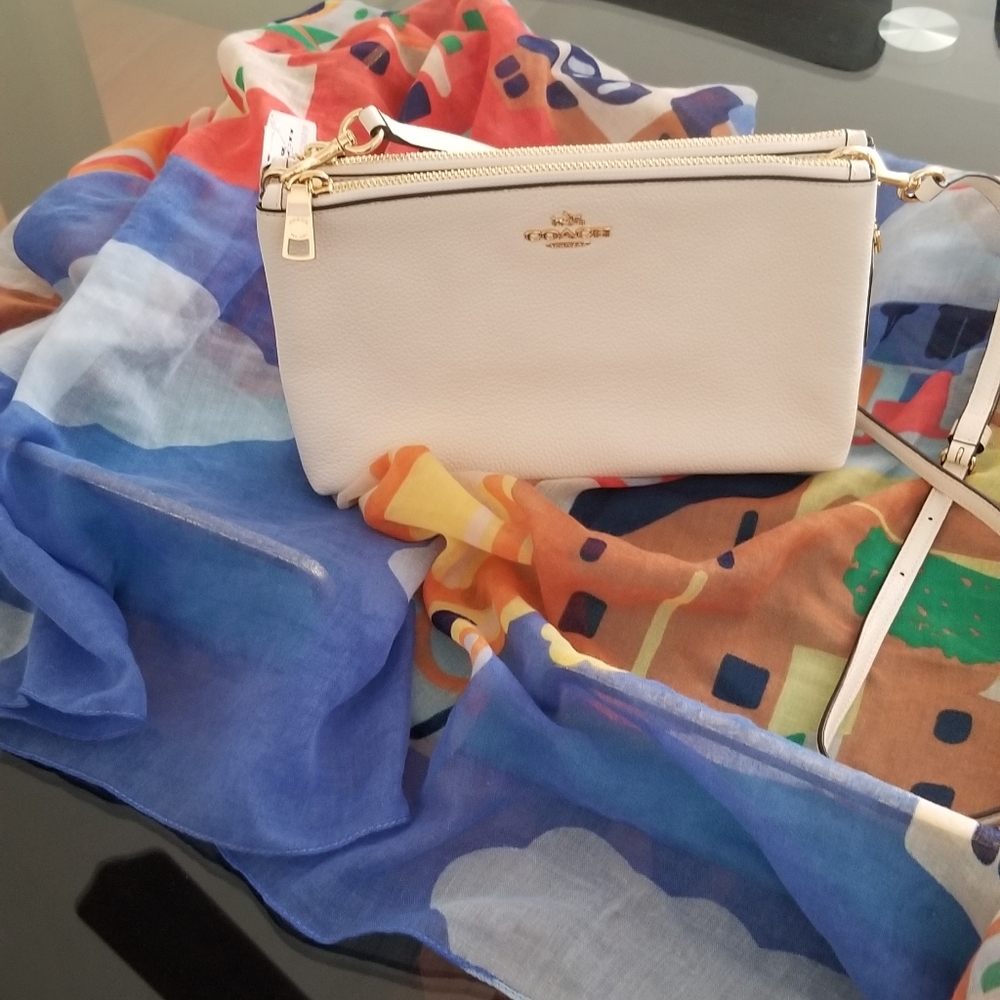NWT Coach Pebbled White Leather Crossbody
